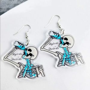 Hydrate or Diedrate Skeleton Halloween Novelty Drop Earrings NWT